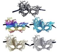 PPQIRU Máscara De Mascarada 5 uds máscara de media cara mascarada vestido de mujer fiesta de Navidad Cosplay decoración máscara de ojos máscara de encaje for club nocturno