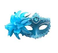 PPQIRU Máscara De Mascarada 6 uds fiesta de baile máscara de diamante pluma boda carnaval actuación disfraz Sexy señora máscara mascarada(Blue)