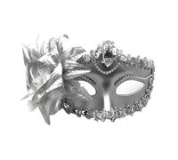 PPQIRU Máscara De Mascarada 6 uds fiesta de baile máscara de diamante pluma boda carnaval actuación disfraz Sexy señora máscara mascarada(Silver)
