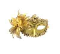 PPQIRU Máscara De Mascarada 6 uds fiesta de baile máscara de diamante pluma boda carnaval actuación disfraz Sexy señora máscara mascarada(Gold)