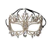 PPQIRU Máscara De Mascarada Máscara de cristal, disfraz de cara completa, decoraciones for mujer, cumpleaños, diamantes de imitación, moda for Club, joyería for el cabello, accesorios de boda(Golden)