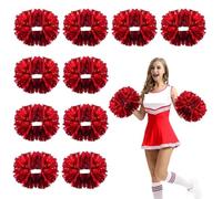 PPQIRU Pompones para Animadoras 6/12 Pompones metálicos for animadoras con asa, Ideales for animar a tu Equipo de, for Deportes y Baile(Red,6PCS)