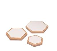 PPQIRU Porta Joyas 3 unids/Set de Madera en Forma hexágono Bandeja Almacenamiento joyería Pendientes Anillo(White)