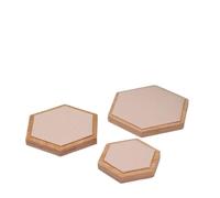 PPQIRU Porta Joyas 3 unids/Set de Madera en Forma hexágono Bandeja Almacenamiento joyería Pendientes Anillo(Beige)