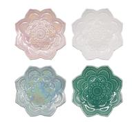 PPQIRU Porta Joyas 4 unids/Set Bandeja de joyería cerámica Soporte Decorativo for Pendientes decoración estética baratija Cuenco Pulsera Plato Collares Accesorio Organizador exhibición