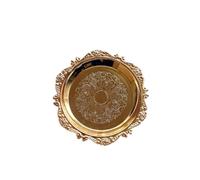 PPQIRU Porta Joyas Bandeja de Almacenamiento Concha Metal, Placa Redonda Vidrio, Plato joyería, Pendientes, exhibición Anillo, decoración Escritorio(Gold)