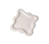 PPQIRU Porta Joyas Bandeja De Joyería Cerámica, Exhibición, Pendientes, Tachuelas, Decorativa, Placa(Beige19x19x2cm)