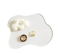 PPQIRU Porta Joyas Bandeja de joyería, Posavasos Transparentes Irregulares, Espejo Transparente, tapete Mesa Simple, Adornos decoración Escritorio, 2 uds(Transparent)