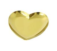 PPQIRU Porta Joyas Bandeja Decorativa de Acero Inoxidable con Forma corazón, Plato joyería, Organizador pintalabios y cosméticos, Almacenamiento pequeño(Gold)