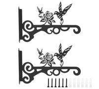 PPQIRU Soportes Para Cestas Colgantes 2 Pcs Iron Wall Hooks for Hanging Plants Lanterns Metal Strong Load Bearing Wind Chime Hanger brackets for indoor/outdoor(2pcs Style 1)