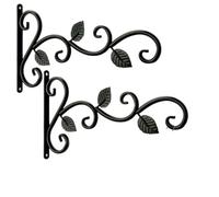 PPQIRU Soportes Para Cestas Colgantes 2 pcs Rustic Wrought Iron Wall Bracket Plant Hooks, Metal Hangers For Hanging Indoor Outdoor Plants, Flower Pots, Bird Feeders