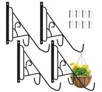 PPQIRU Soportes Para Cestas Colgantes 4 Pack Metal Plant Hanger 10 Heavy Duty Hanging Bracket Wall Mounted Planter Hooks for Flower Basket Plants Lantern Bird