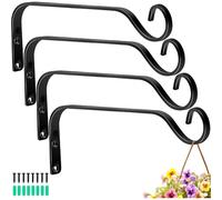 PPQIRU Soportes Para Cestas Colgantes 4 pcs Wall Mounted Plant Hanger Indoor Outdoor Drative Hook for Hanging Plants Windchime Baskets Rustic Iron Holder Ideal
