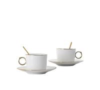 PPQIRU Tazas De Pareja Phnom Penh-juego de platos y tazas café 250ml, Taza cerámica for el hogar, taza agua oficina, luz lujo, té la tarde, par