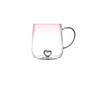 PPQIRU Tazas De Pareja Taza de café cristal transparente con gradiente amor, 2 uds., 400mL, zumo leche, par tazas for oficina, té la tarde, vasos for fiesta(Pink)