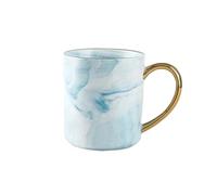 PPQIRU Tazas De Pareja Taza de cerámica 400ml, taza café con borde dorado, leche for té avena for desayuno aniversario pareja, 1/2 Uds(Blue Only cup)