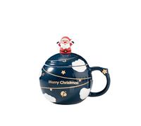 PPQIRU Tazas De Pareja Taza de cerámica con tapa, 2 uds., café, té la leche, desayuno, dibujos animados, cumpleaños, amigo, familia, hogar, oficina, beber, 400ml(Blue)