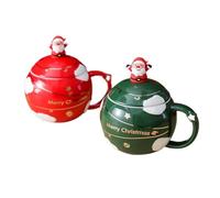 PPQIRU Tazas De Pareja Taza de cerámica con tapa, 2 uds., café, té la leche, desayuno, dibujos animados, cumpleaños, amigo, familia, hogar, oficina, beber, 400ml(Green Red)