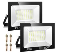 PPSSOHU Focos LED Exterior 50W 2 piezas, IP67 Impermeable Foco Proyector | 5000LM, 7000K Super Brillante Blanco Frío Luz de Seguridad, 72 LEDs Proyector Exterior, para Terraza, Jardín, Garaje, Campo