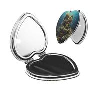 PPTHSNVB Espejo de maquillaje de viaje para bolsos de doble cara 1X/2X, de piel sintética, pequeños espejos de bolsillo de mano para biodiversidad, mini espejo cosmético compacto para mujer