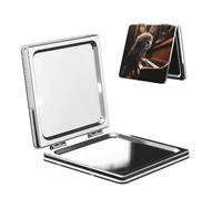 PPTHSNVB Espejo de maquillaje de viaje para bolsos de doble cara 1X/2X, de piel sintética, pequeños espejos de bolsillo de mano, búho, toca, piano, mini espejo cosmético, espejos compactos de tocador