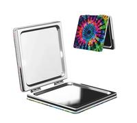 PPTHSNVB Espejo de maquillaje de viaje para bolsos de doble cara 1X/2X, de piel sintética, pequeños espejos de bolsillo de mano, tribu exótica, estilo teñido anudado, mini espejo cosmético compacto