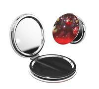 PPTHSNVB Espejo de maquillaje de viaje para bolsos de doble cara 1X/2X, de piel sintética, pequeños espejos de bolsillo de mano con bola de Feliz Navidad, mini espejo cosmético compacto para mujer