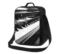 PPTHSNVB Lonchera con teclado de piano blanco y negro para mujeres, hombres y adultos, bolsas de almuerzo aisladas, a prueba de fugas, contenedor de almuerzo reutilizable con correa de hombro