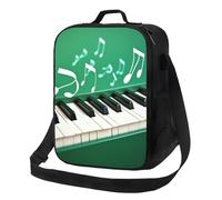 PPTHSNVB Lonchera con teclas de piano verdes y blancas para mujeres, hombres y adultos, bolsas de almuerzo aisladas, a prueba de fugas, contenedor de almuerzo reutilizable con correa de hombro