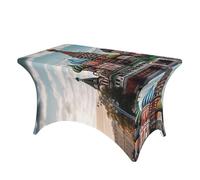 PPTHSNVB Mantel de elastano elástico de 4 pies para mesas rectangulares, mantel de picnic, catedral de San Basilio rojo en Moscú, manteles lavables sin arrugas para camping, bodas y fiestas