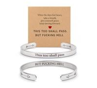 PPVWEY This is Too Shall Pass Mantra - Pulsera para hombres y mujeres, Grande, Metal, Sin piedra preciosa