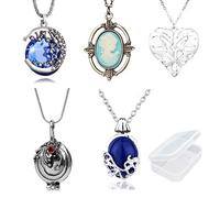 PPX 5 Piezas Daywalking Katherine Necklace - Verbena Necklace Chain Can Open Silver Costume Accessory - con Caja de Almacenamiento Transparente