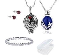 PPX 5 Piezas de Collares, aretes y Pulsera de The Vampire Diaries - Collar Katherine para Caminar de un día - La Cadena del Collar Verbena Puede Abrir Plata - con Caja de Almacenamiento