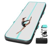 PPXIA Esterilla de gimnasia Air Matte Track 3M 4M 5M 6M 10/20 cm de altura, colchoneta de gimnasia con accesorios completos, colchoneta hinchable para yoga en casa al aire libre (verde menta-negro,