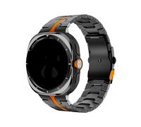 PPzsyxx Correa de acero inoxidable for Samsung Galaxy Watch Ultra de 47 mm. Correa de repuesto for GALAXY ULTRA 47MM. Pulsera de titanio.(Black-Orange,FOR WATCH 7 ULTRA_STAINLESS STEEL)