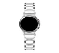 PPzsyxx Correa de acero y cerámica for Samsung Galaxy Watch 7 6 5 4 40mm 44mm 6classic 47mm 43mm 5Pro 45MM sin espacios, repuesto de pulsera accesorios(Silvery,For watch 4 44mm)