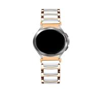 PPzsyxx Correa de acero y cerámica for Samsung Galaxy Watch 7 6 5 4 40mm 44mm 6classic 47mm 43mm 5Pro 45MM sin espacios, repuesto de pulsera accesorios(R Gold White,For Watch6 7 40mm)