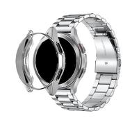 PPzsyxx Correa de Metal de acero inoxidable for Samsung Galaxy Watch 7, 6, 40mm, 44mm, funda protectora pulsera for FE(Silver,For Watch 6 44mm)