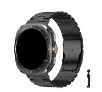 PPzsyxx Correa de metal de titanio for Samsung Galaxy Watch 7 Ultra 47 mm Pulsera de acero inoxidable for Galaxy Watch 7 Ultra Correa(Black-Steel)
