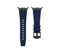 PPzsyxx Correa de silicona líquida for Samsung Watch Ultra for Galaxy Watch 7 Ultra 47mm Modificación de extremo curvo Cabeza de acero inoxidable(Black blue(bagged))