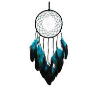 Pqahffowr 1 Uds. AtrapasueñOs de ÁRbol Azul con Plumas, Red Circular Tradicional India Hecha una Mano para DecoracióN Colgante de Pared