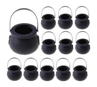 Pqahffowr 12 piezas mini hervidores de caramelo titular de caldero esqueleto de maceta mini portabones de halloween con asa para Halloween Pascua, fiesta de la santa