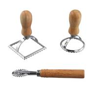 Pqahffowr 3 piezas Ravioli Sello cortador de fabricante con ruedas de rodillos, molde con de madera para pasta, albóndigas de lasaña, tartas