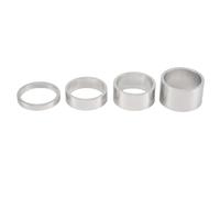 Pqahffowr 4 unids/set 5/10/15/20 mm aleación de aluminio casco espaciador varilla espaciadora 28,6 mm tapa de arandela de horquilla para bicicleta de carretera, color plateado