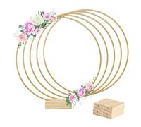 Pqahffowr 5 piezas 8 pulgadas de metal anillo floral pieza maestra tiras 5 soportes de madera para decoración de mesa, bricolaje para colgar en la pared