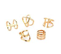 Pqahffowr 5 unids/set Anillos en V Clásicos Color Conjunto de Mediados Anillos Geométricos Irreguliera Punk Circle Mixto para Mujer Anillo de Fiesta Regulable en