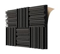 Pqahffowr 6 paneles de espuma acústica autoadhesiva, 12 x 12 x 2 pulgadas, espuma absorbente de sonido, espuma absorbente de sonido, para estudio de grabación negro, fácil de usar, fácil de instalar.