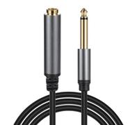 Pqahffowr Cable de Audio Chapado en de 6,35 mm A Conector Mono Hembra para Amplificadores, Mezcladores, Baterías Eléctricas, Bajos, Guitarras, Conector de 6,35 mm (5 M)