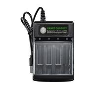 Pqahffowr Cargador de batería USB inteligente con 4 ranuras para pilas recargables AA AAA AAAA 1,5 V Alcalinas 14500 10440 16340 10440 3,2 V Carga