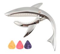 Pqahffowr Cejilla de Guitarra de TiburóN Cejilla de AleacióN de Zinc para Guitarras AcúSticas EléCtricas CláSicas y Cejilla de Ukelele Bajo con PúA, Plateado